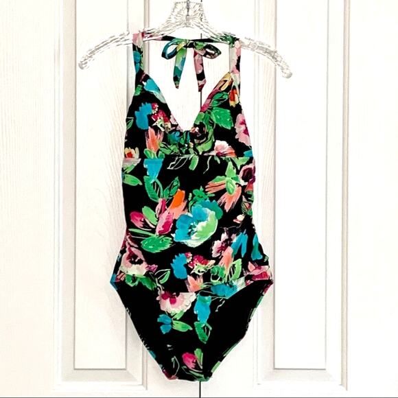 Catalina Swimsuit Floral Garden Multicolor Halter One Piece Swimsuit Medium - Picture 2 of 13